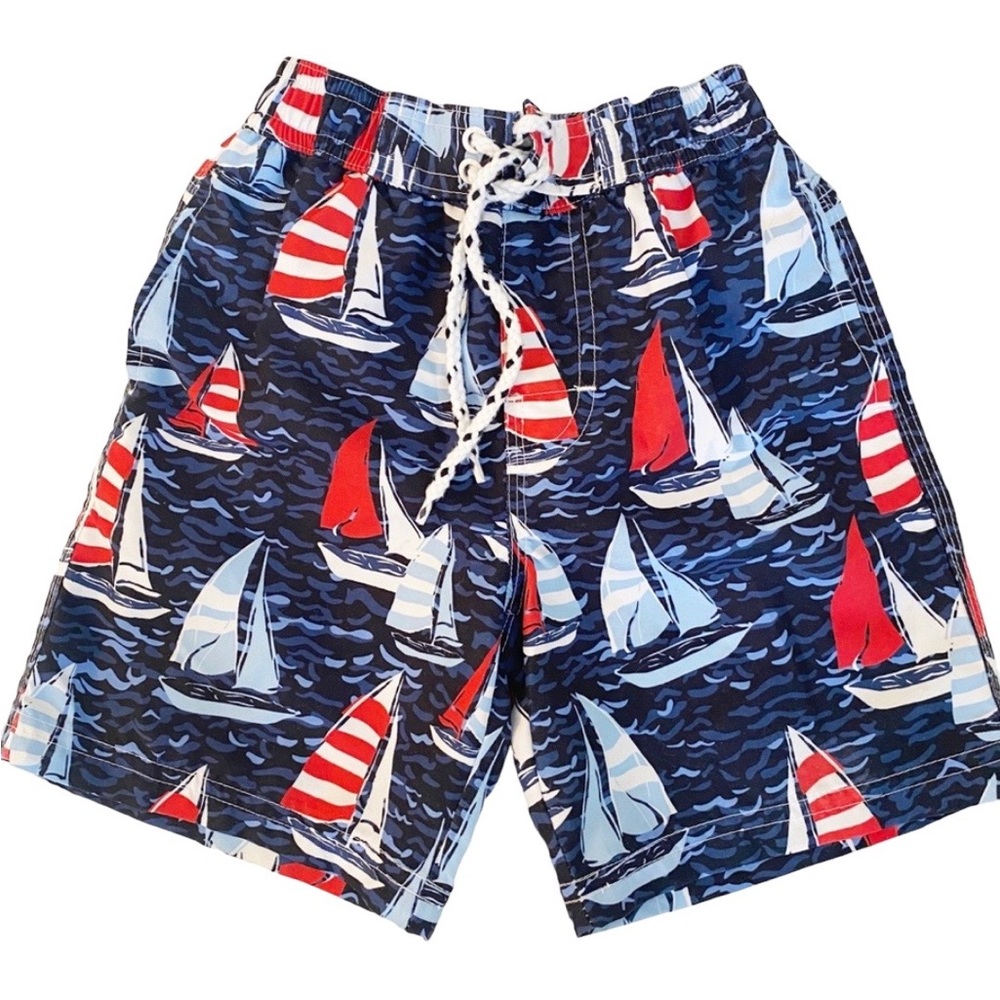 E-LAND KIDS NAVY & RED SAILBOAT SWIM TRUNK SIZE 3T